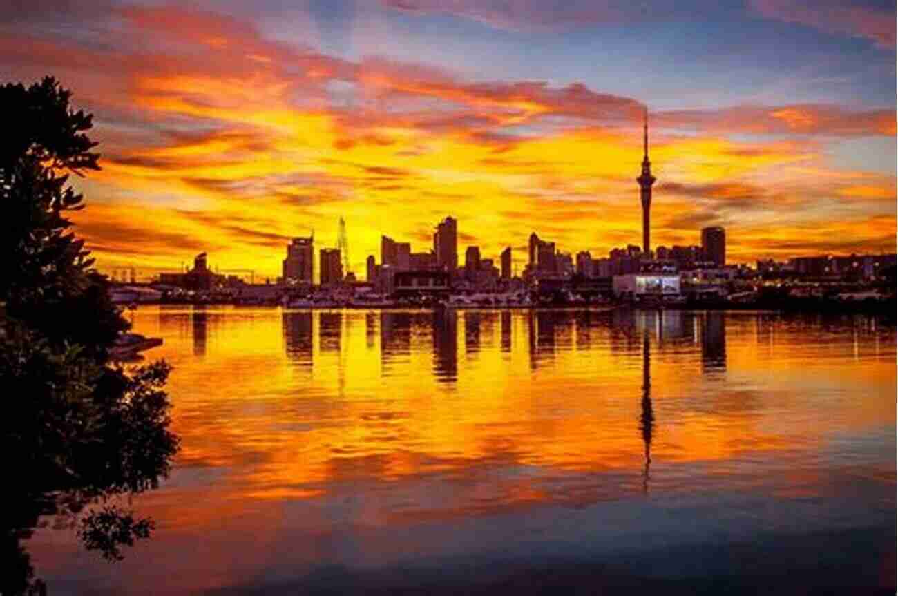 Auckland Skyline At Sunset New Zealand The Land Of The Long White Cloud