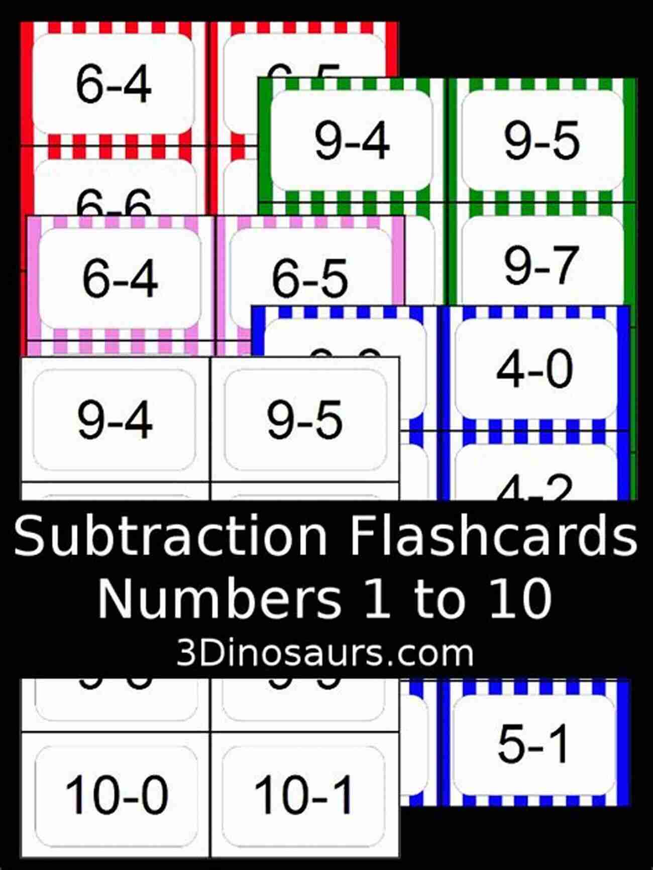 Digital Subtraction Flash Cards In Color Digital Subtraction Flash Cards In Color (1 9 Shuffled Twice) (Memorize Arithmetic Facts 2)