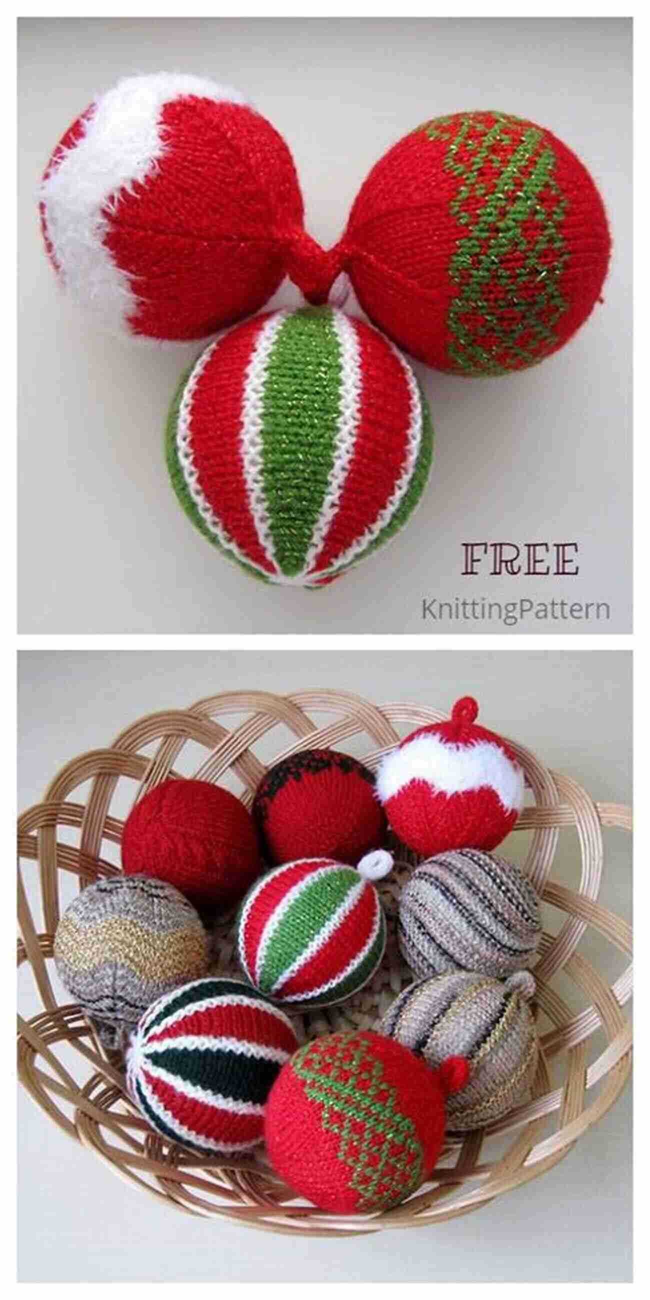 Festive Baubles Ornament Knit Pattern Set Christmas Ornaments Knit Pattern Set