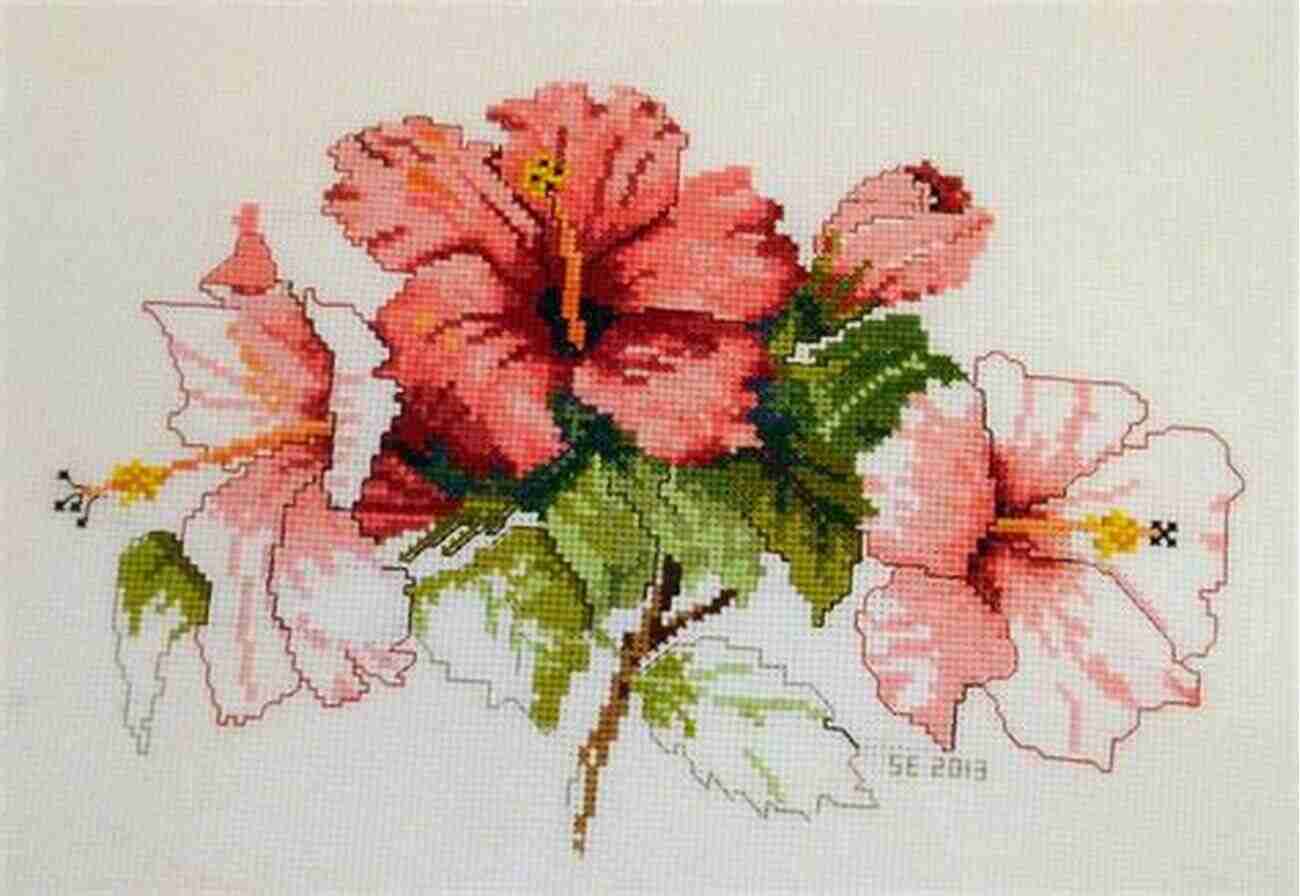 Hibiscus Cross Stitch Pattern Morgane Peyrot A Stunning Floral Artwork On Fabric Hibiscus 2 Cross Stitch Pattern Morgane Peyrot