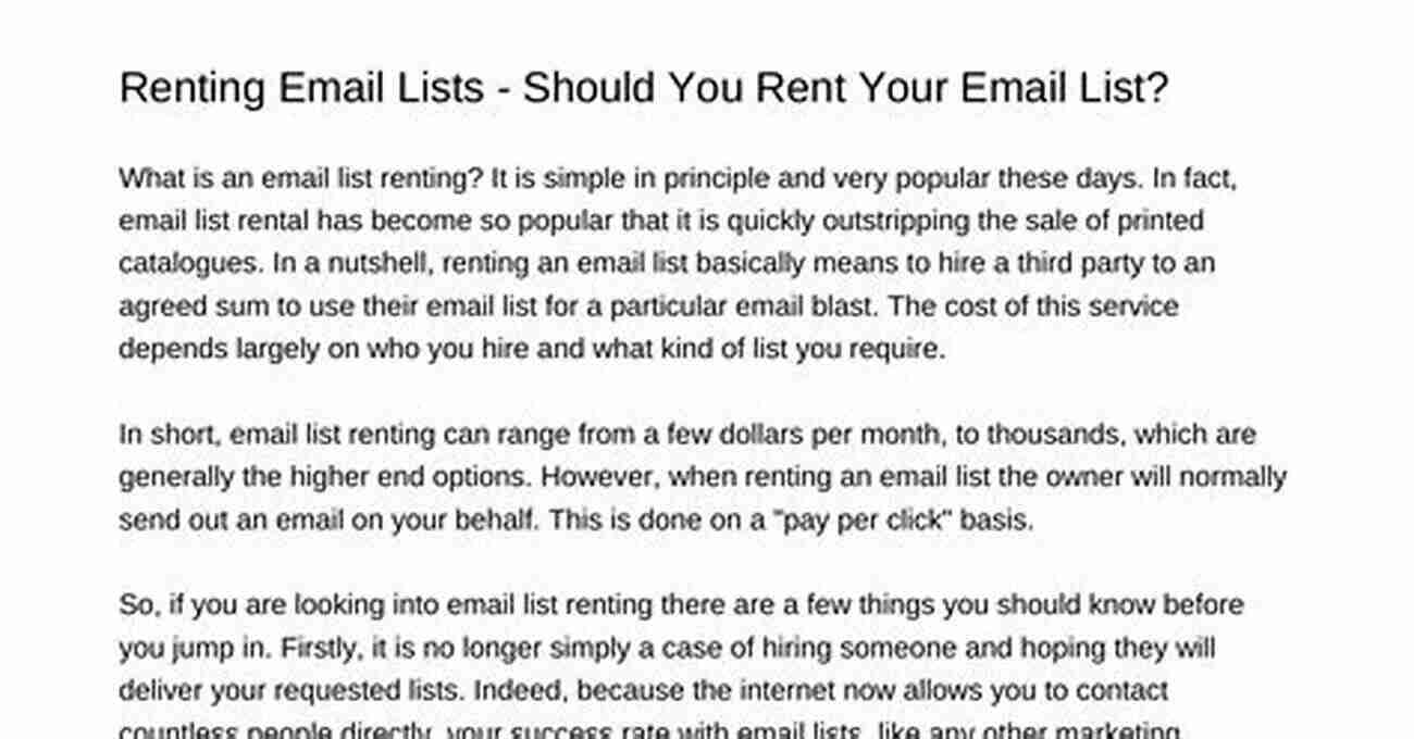 Renting Email Lists Three Big Lies: The Real Truth About Renting Email Lists To Generate Targeted Leads And Sales