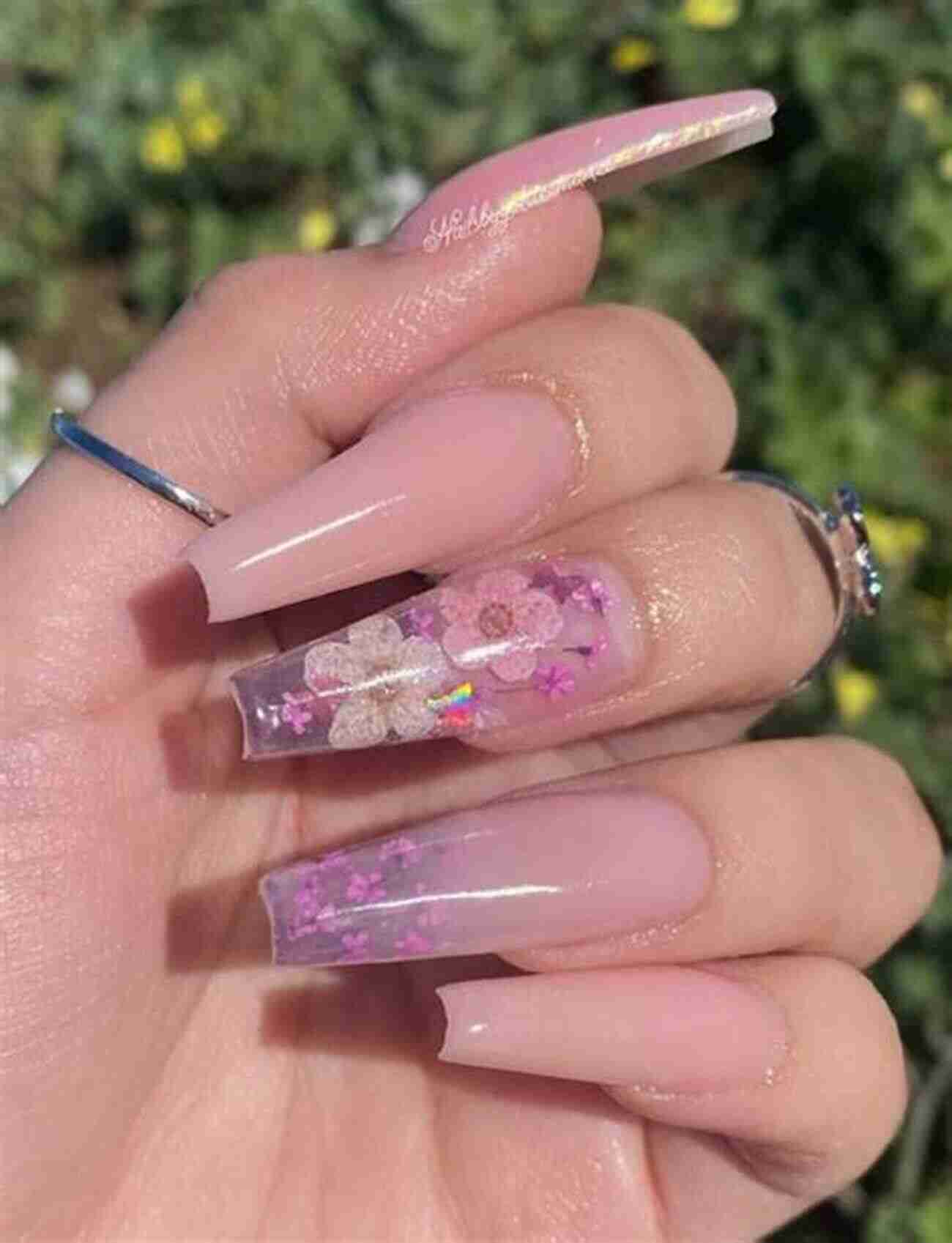 Long Coffin Shaped Acrylic Nails With Intricate Floral Designs Everything You Need To Acrylic Nails: Amazing Ideas