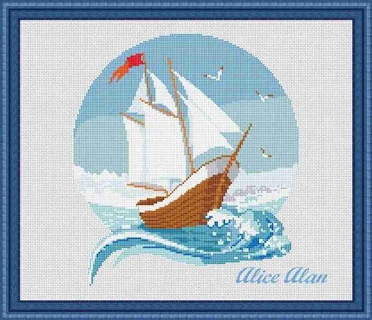 Sailing Ship Counted Cross Stitch Pattern Example U S Sailing Ship Counted Cross Stitch Pattern: Seascapes